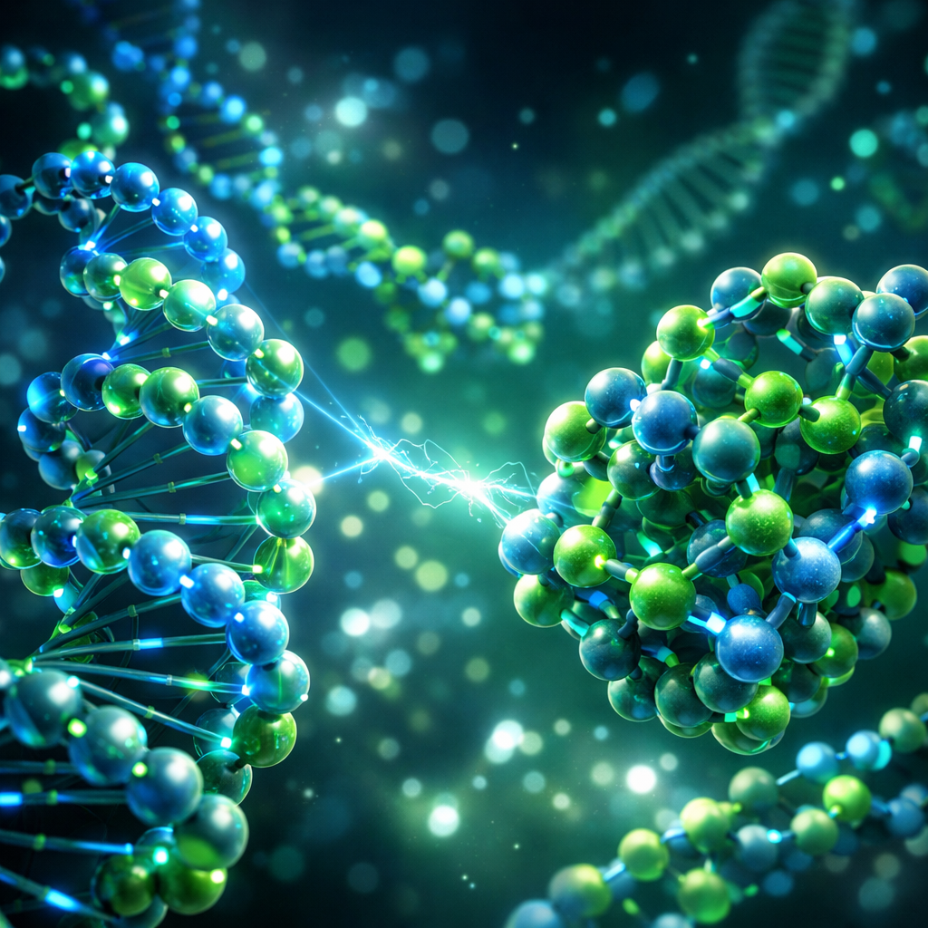 Abstract 3D model of amino acid chains used in top 5 peptides for longevity.